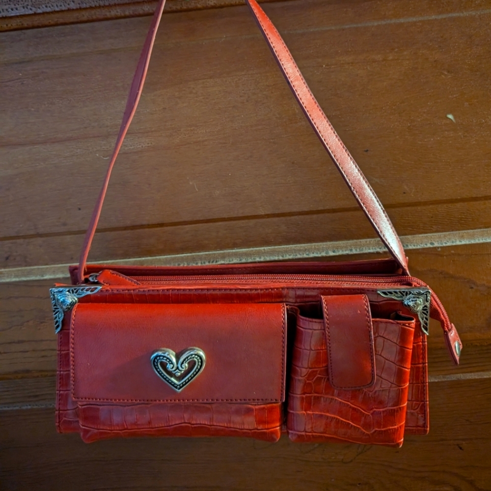 Brighton Vintage Red Croc Embossed Handbag